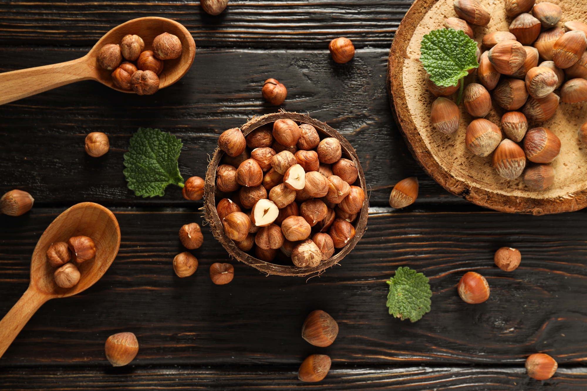 Healthy food and healthy nutrition concept, nuts - hazelnut