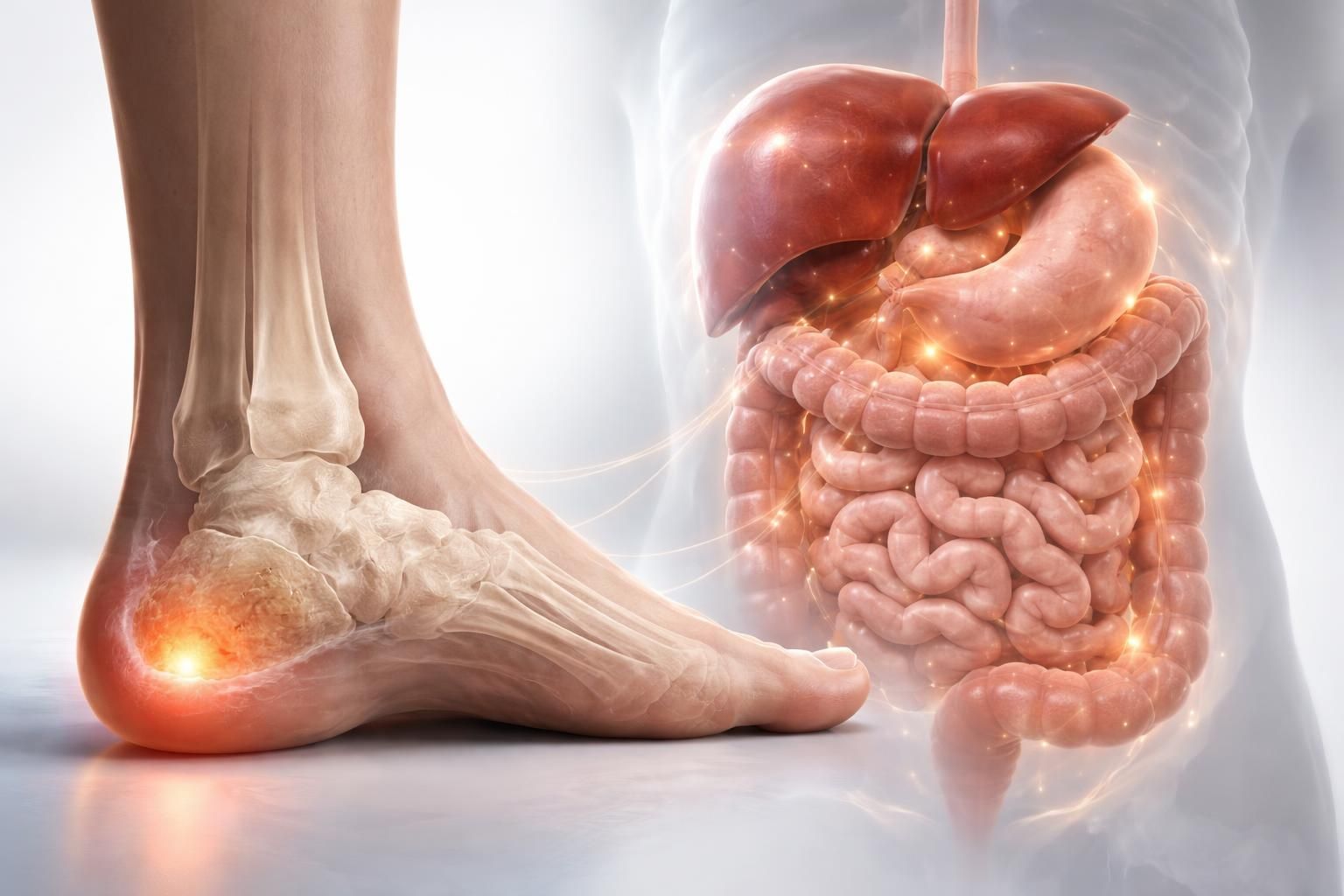 découvrez les liens étonnants entre l'épine calcanéenne, la douleur au talon, et le fonctionnement du foie et des intestins pour mieux comprendre l'impact de la digestion sur vos douleurs.