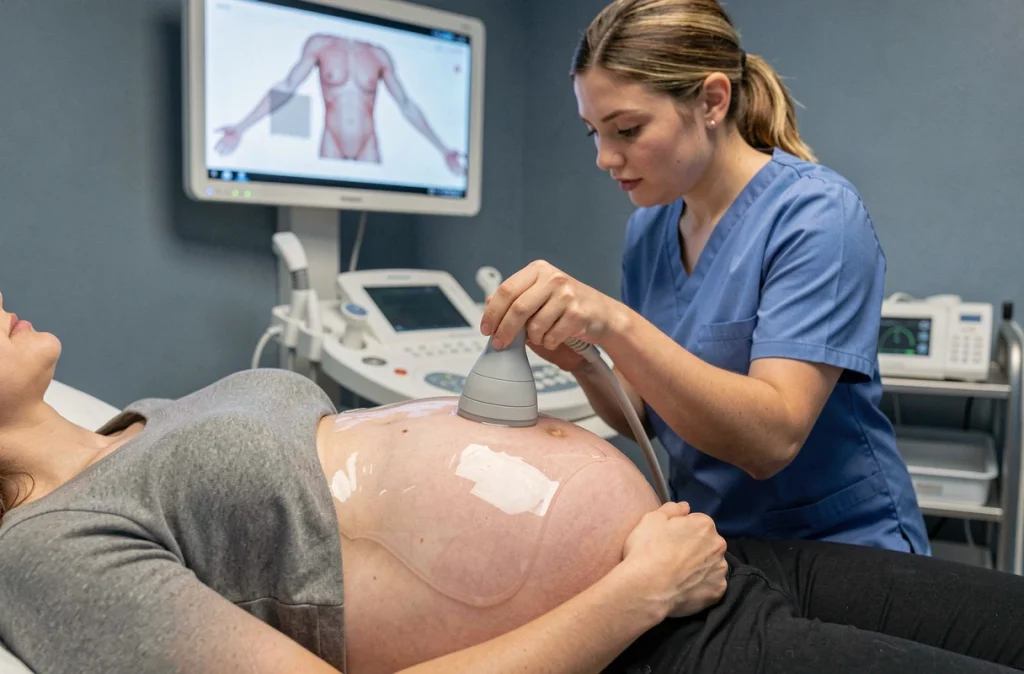 Échographie obstétricale au premier trimestre pour surveiller le développement du fœtus